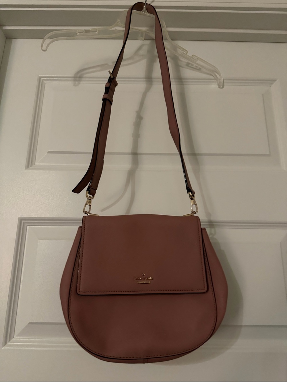 Kate Spade Mauve-pink Saddle Crossbody with Gold Hardware